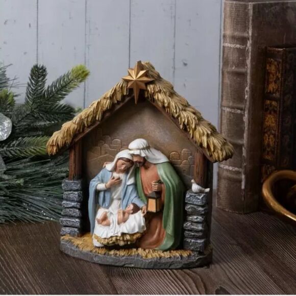 Holy Family Nativity Nativity Scene Figurine with Gold Star - Picture 1 of 3